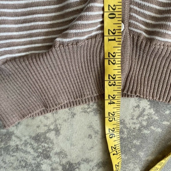 Jaeger Vintage Striped Ivory cream button up cardigan sweater‎ Size Medium - Picture 8 of 11